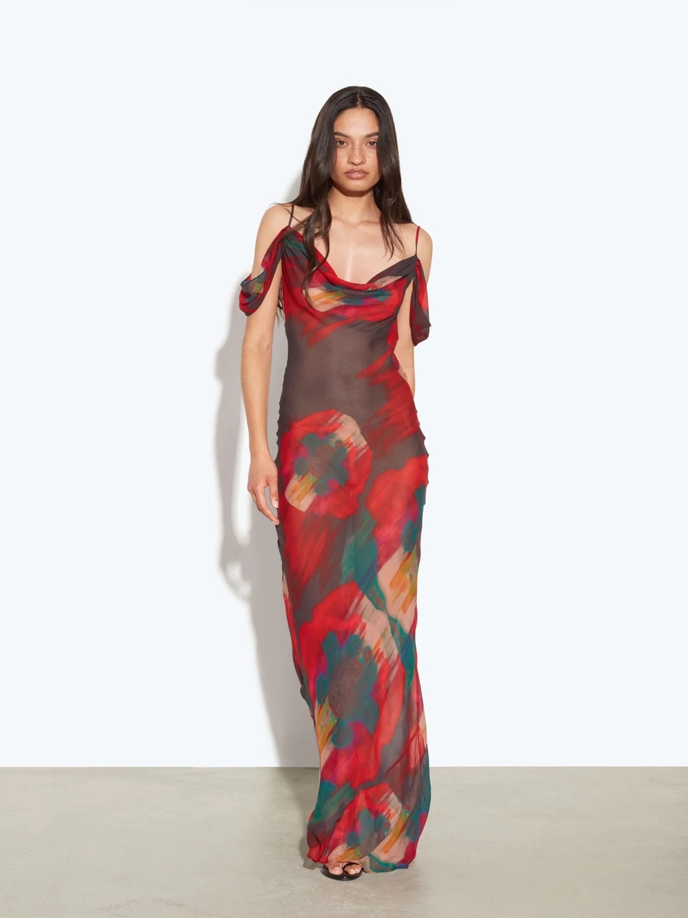 Rat & Boa Adriana Dress Small Red Black Teal Long Maxi Gown